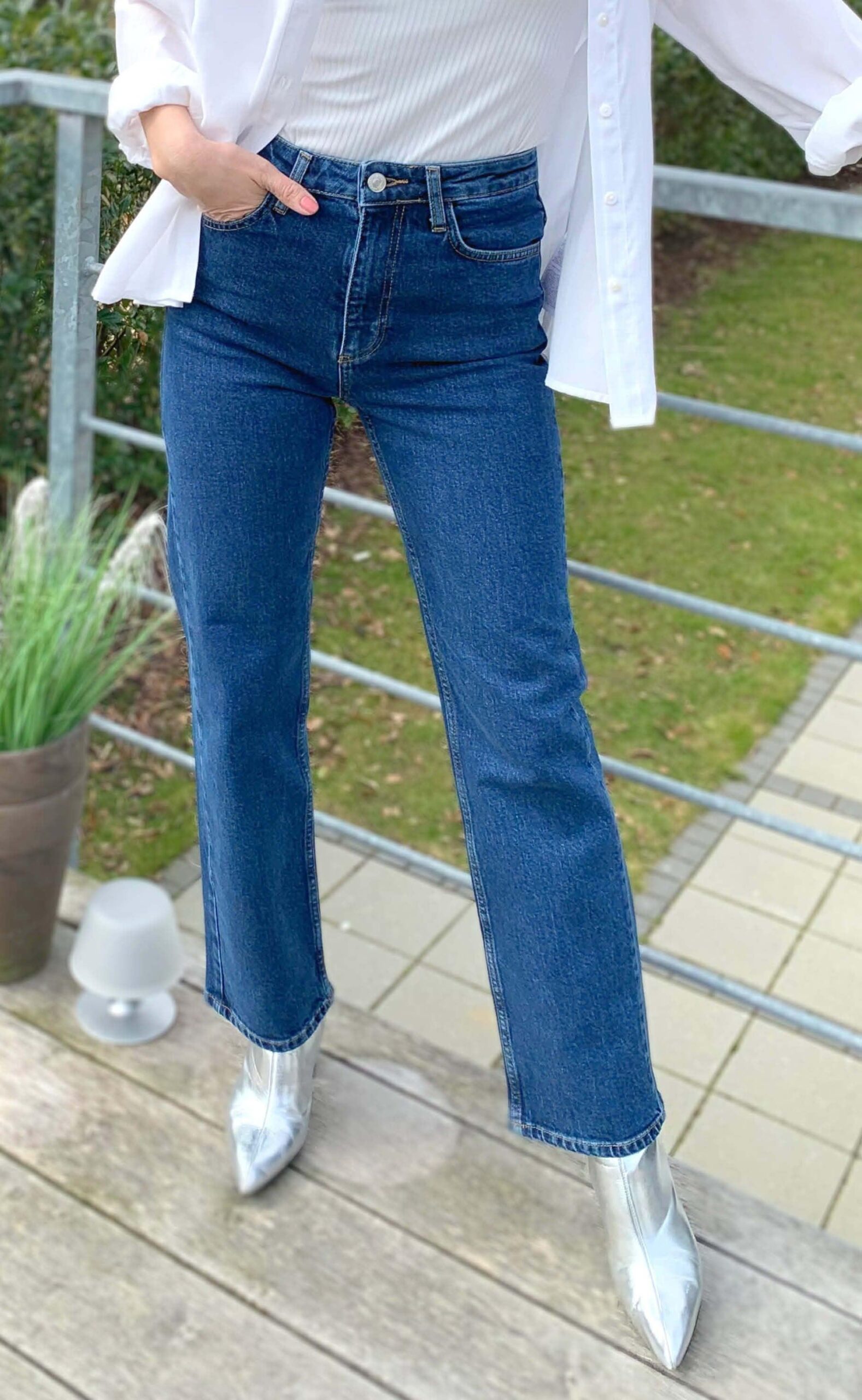 Basic Apparel Bukser Ellen Mid Blue