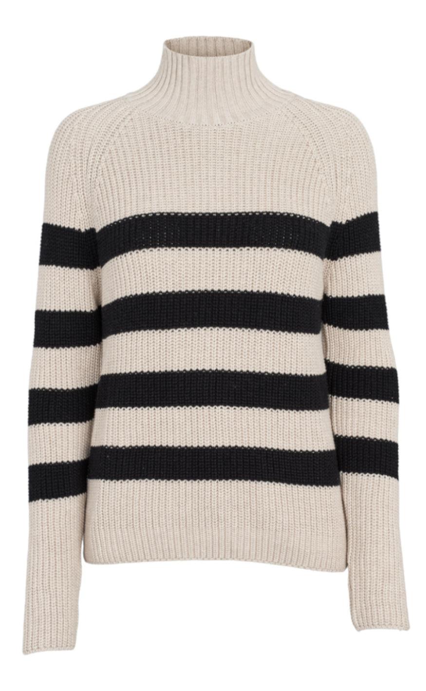 Basic Apparel Sweater Sweety High Neck Natural Melange Black