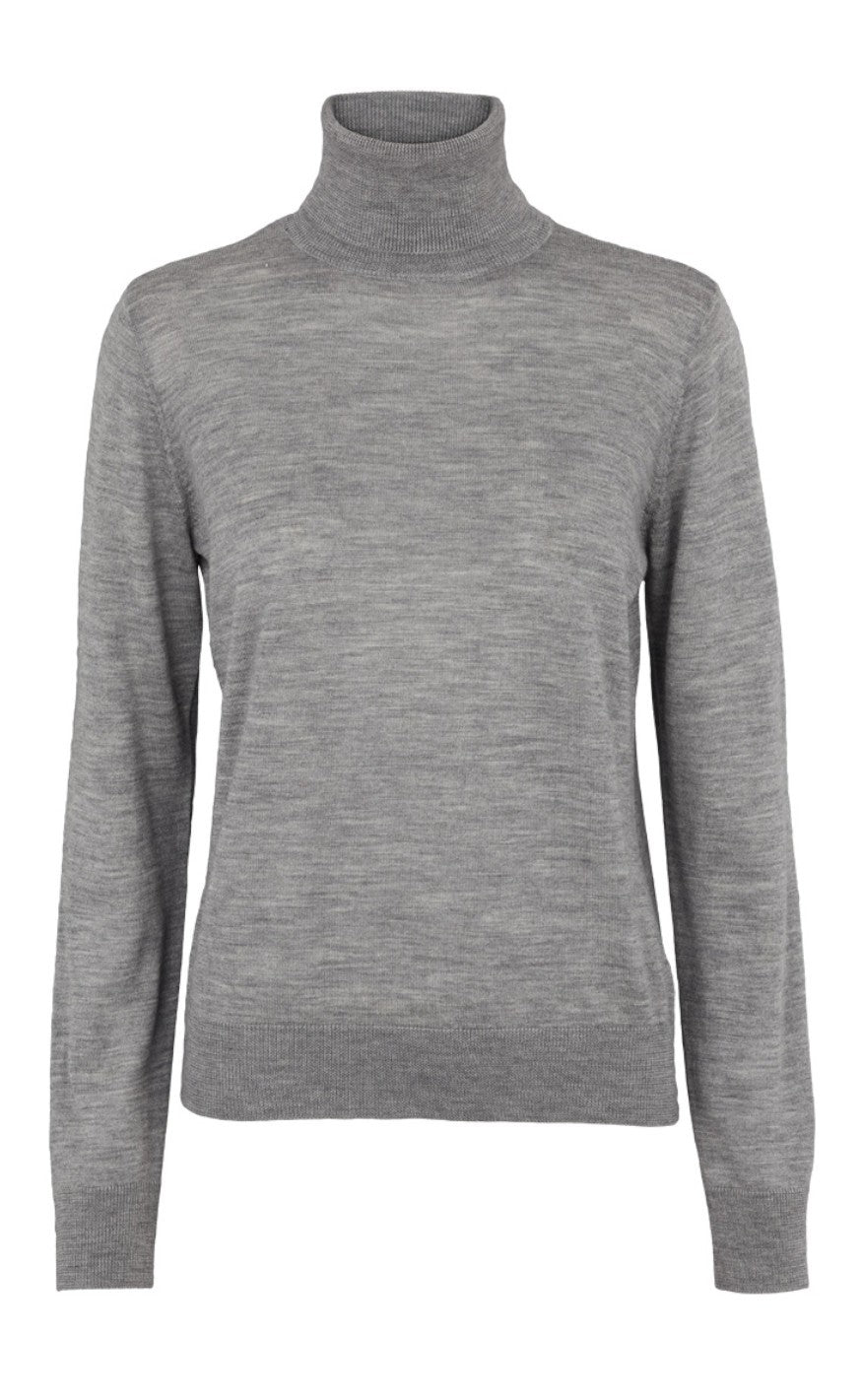 Basic Apparel Sweater Vera Roll Neck Light Grey Mel