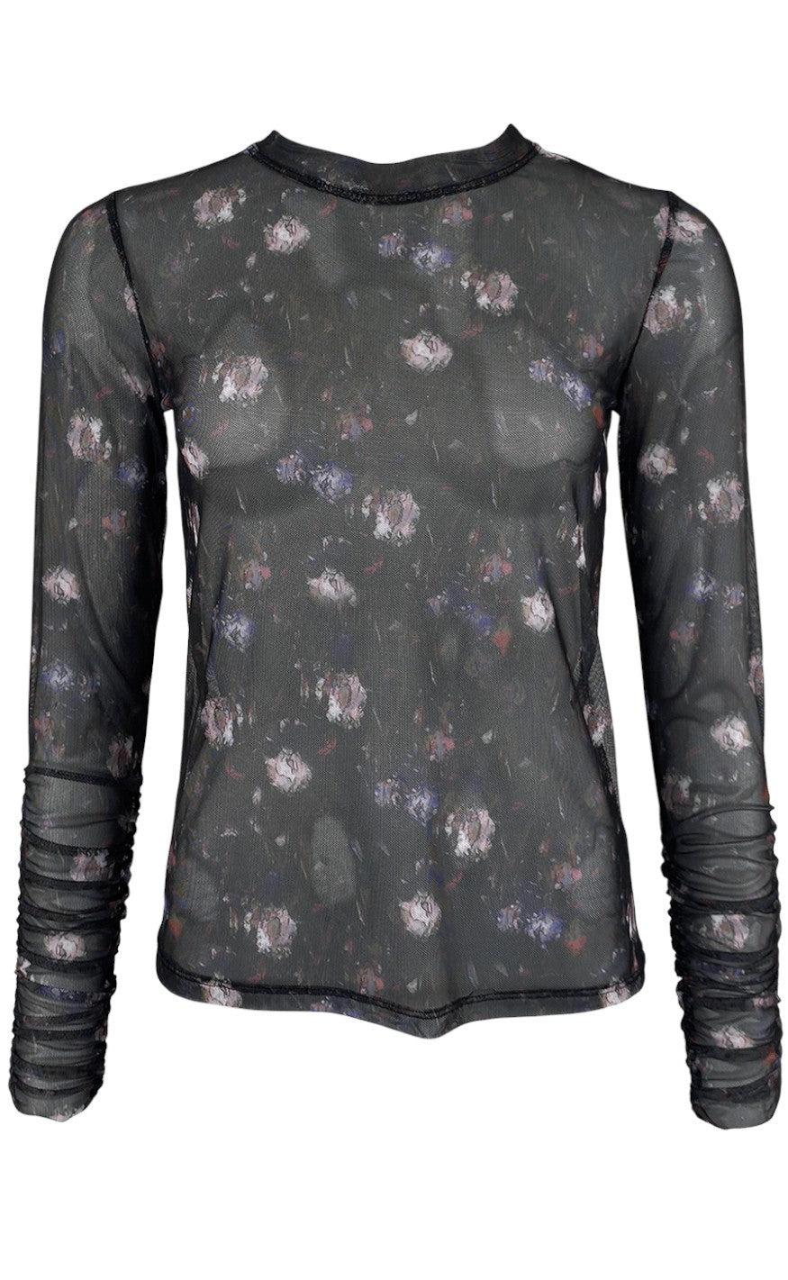 Black Colour Blouse Pisa Mesh Dark Tulip