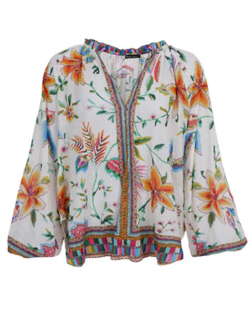 Black Colour Bluse Art Warm Orange