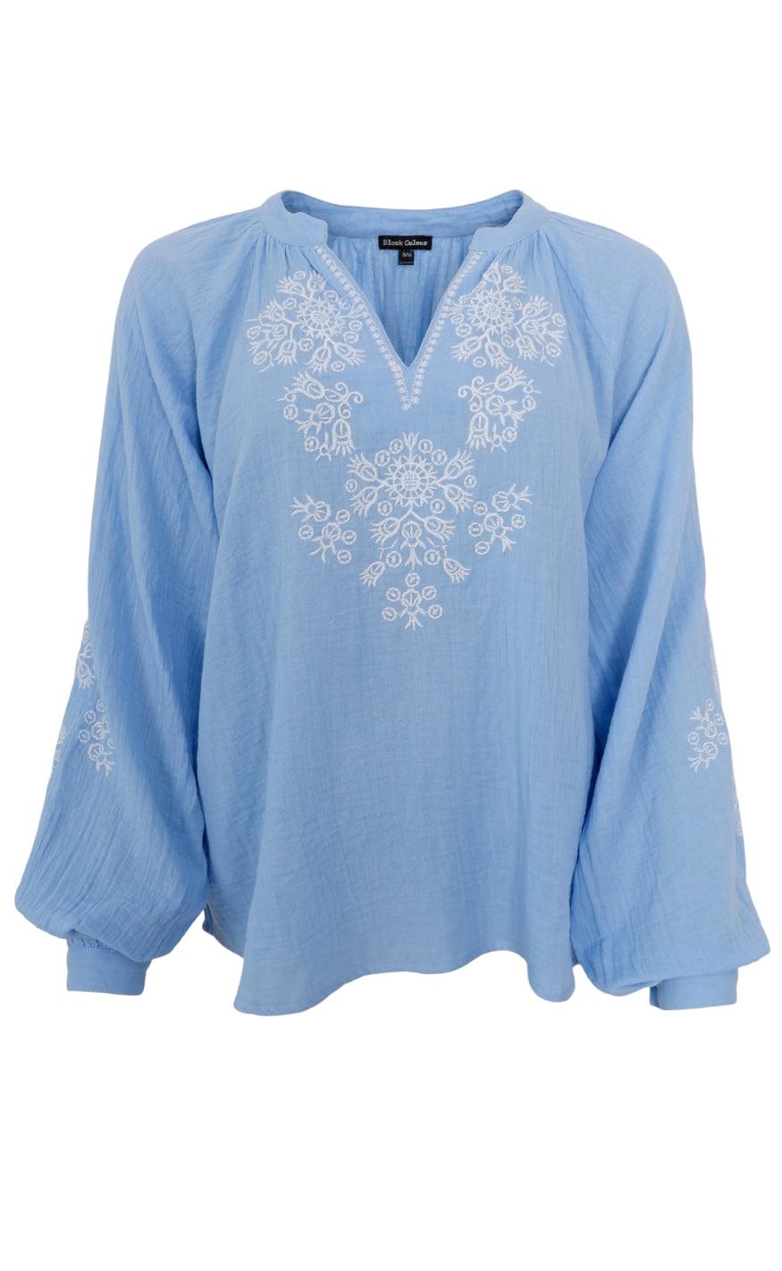 Black Colour Bluse Bali Sky Blue