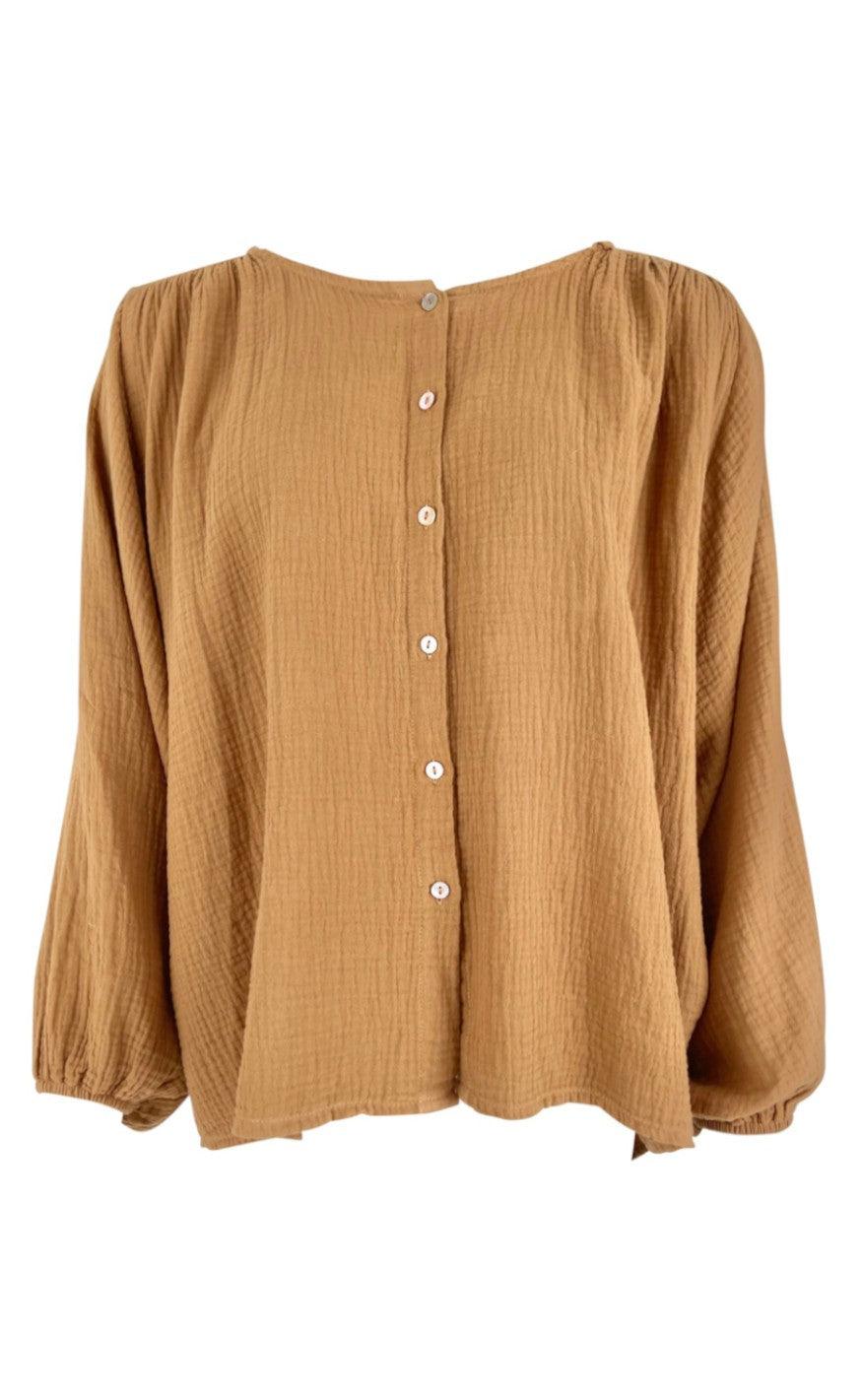 Black Colour Bluse Dune Puff Camel