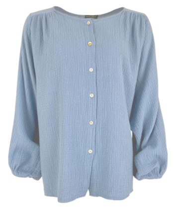 Black Colour Bluse Dune Puff Lt  Blue