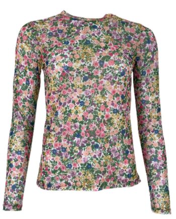 Black Colour Bluse Florence Mesh Green Flower