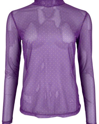 Black Colour Bluse Milano Mesh Purple Dot