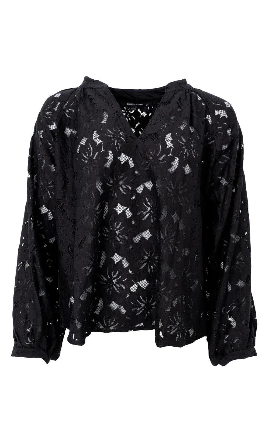 Black Colour Bluse Nelly Flower Black