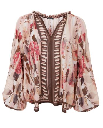 Black Colour Bluse Rosewood Creme Rose