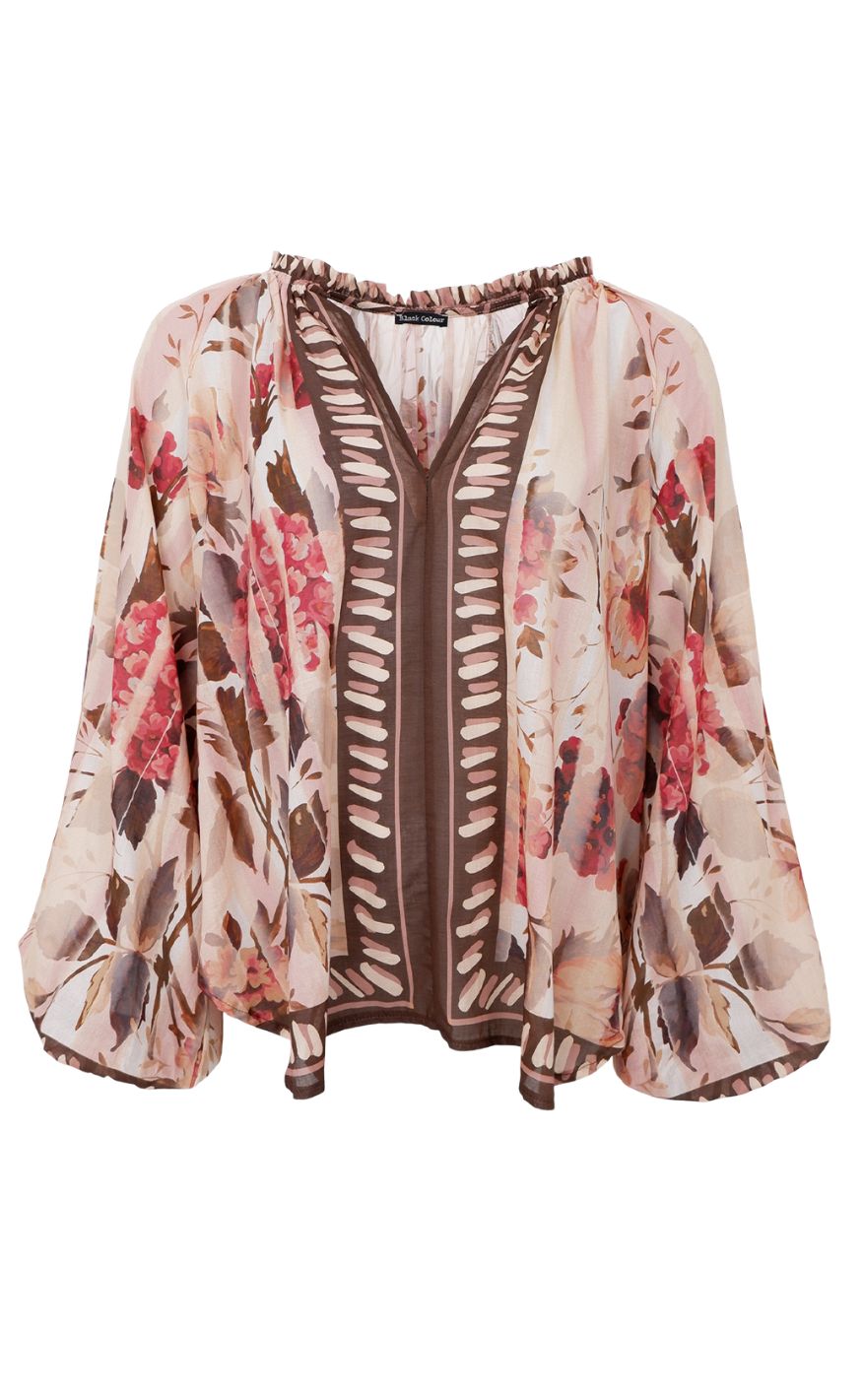 Black Colour Bluse Rosewood Creme Rose