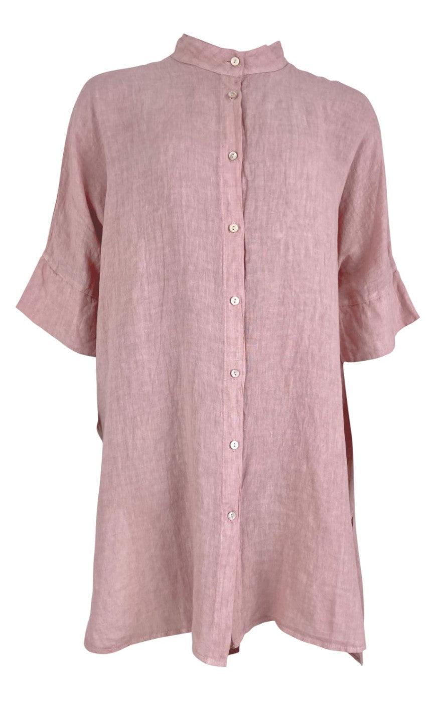 Black Colour Bluse Siena Linen Oversize Rose