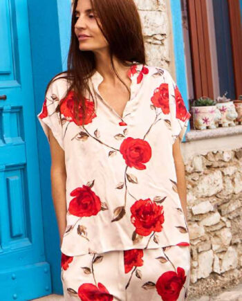 Black Colour Bluse Tilly Rose Red