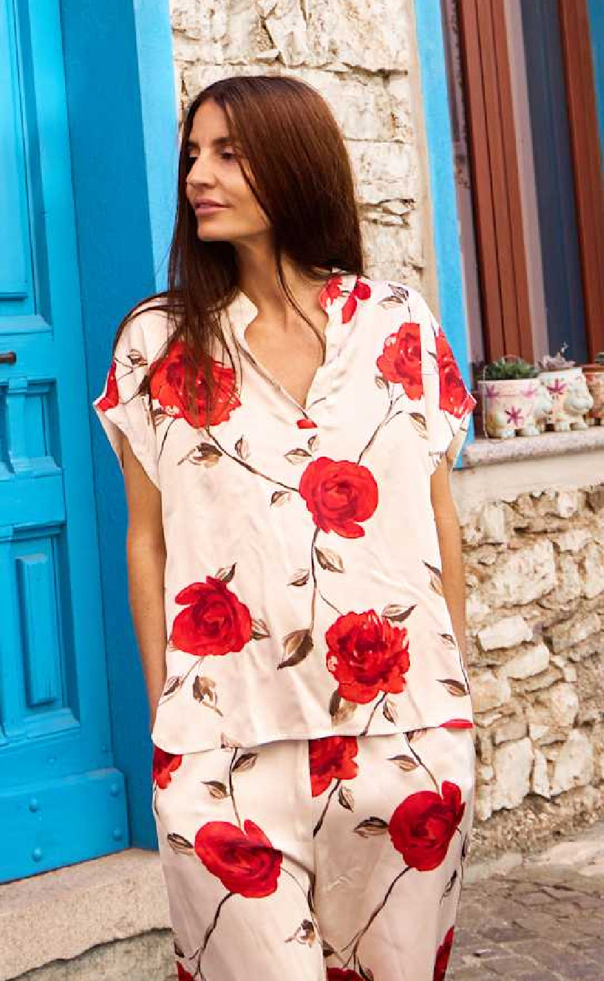 Black Colour Bluse Tilly Rose Red