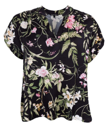 Black Colour Bluse Zennia Black Flower