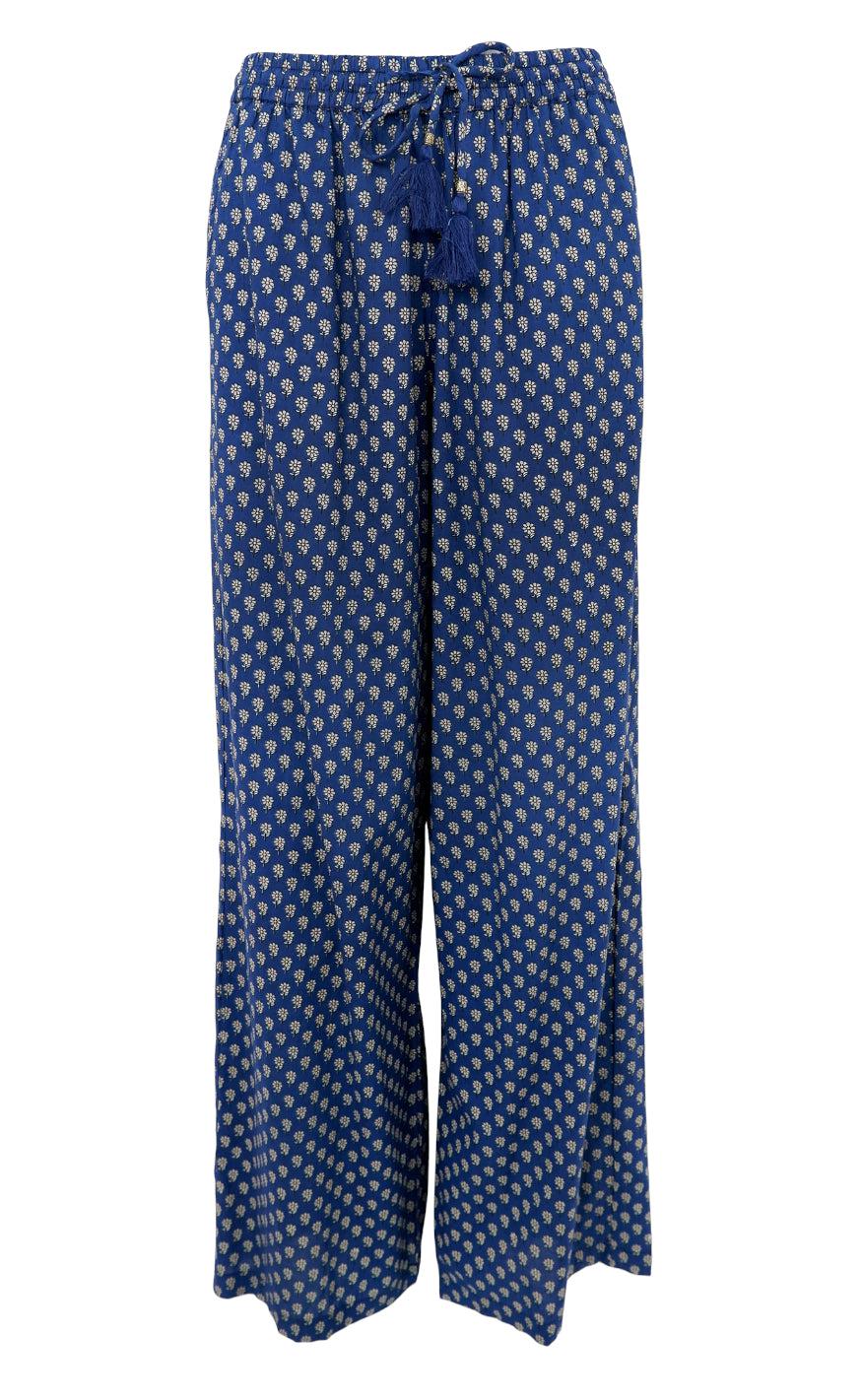 Black Colour Bukser Flora Blue Foral