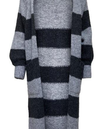 Black Colour Cardigan Fabiola Long Knit Grey Black