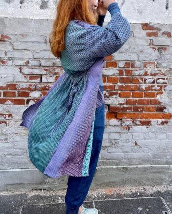 Black Colour Kimono Luna Long Blue Mix