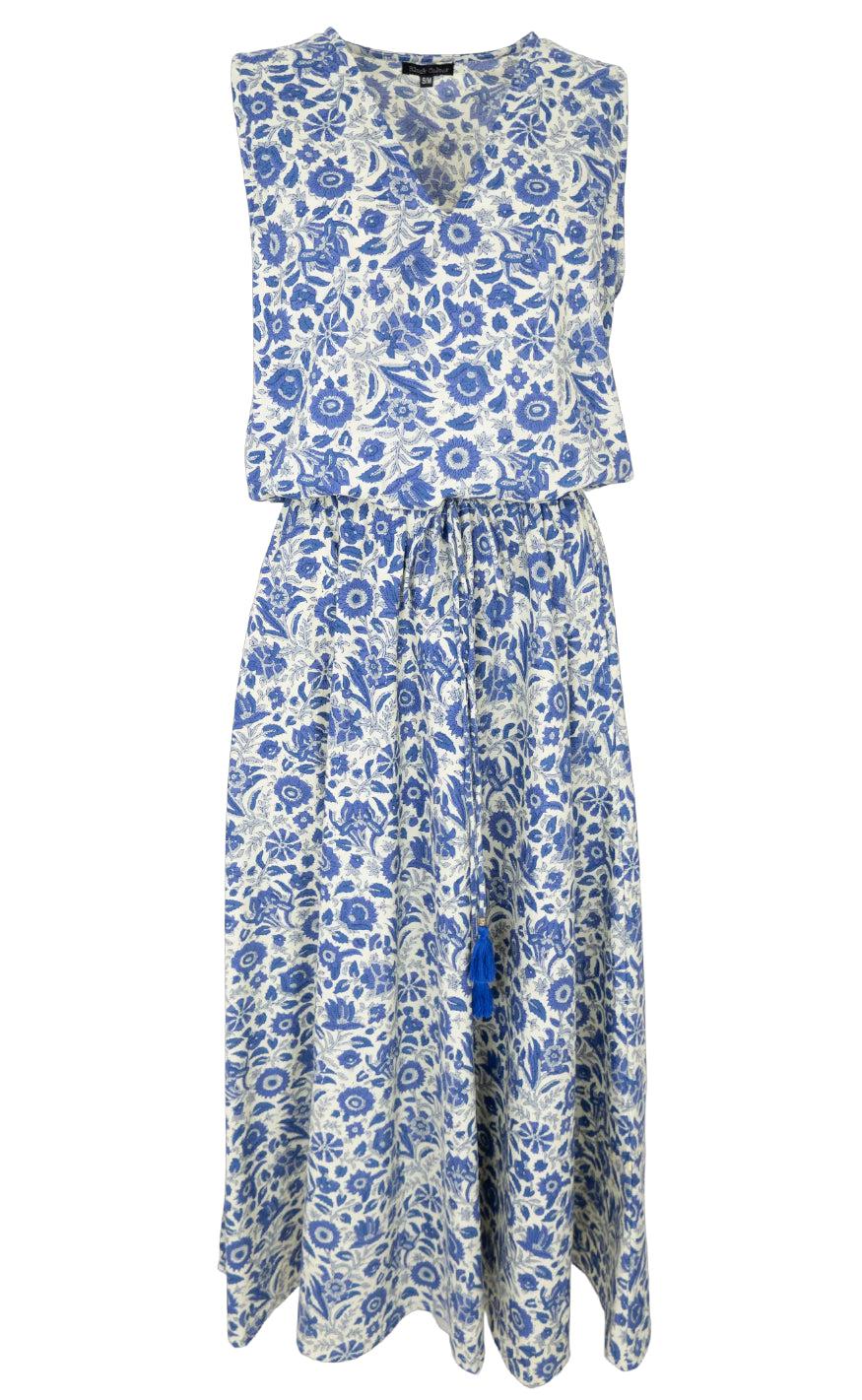 Black Colour Kjole Flora Summer Royal Blue