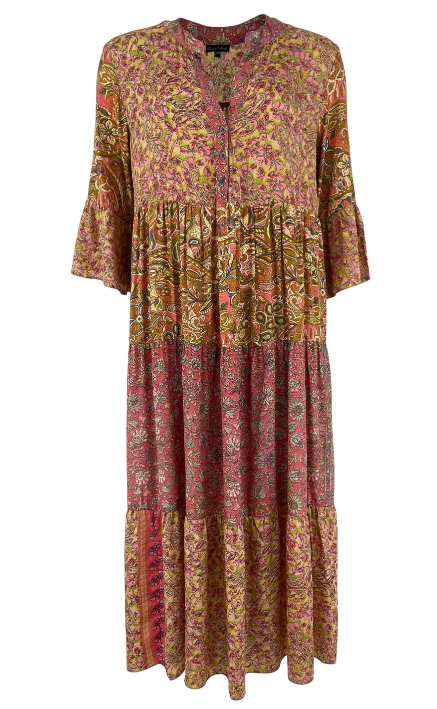 Black Colour Kjole Luna Boho Long Coral Mix