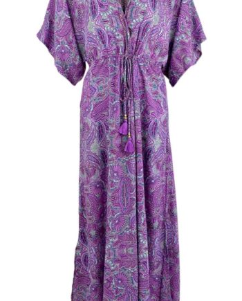 Black Colour Luna Long  -neck Kjole Lavender Paisley