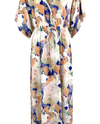 Black Colour Luna Long  -neck Kjole Marble Peach