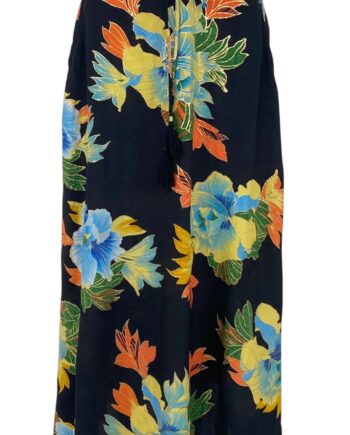 Black Colour Nederdel Luna With Pockets Floral Black