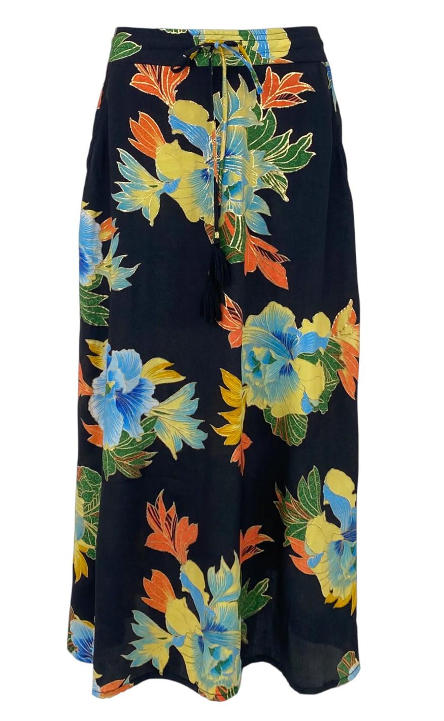 Black Colour Nederdel Luna With Pockets Floral Black
