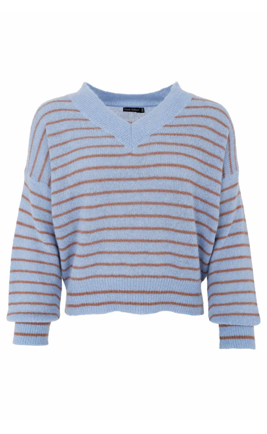 Black Colour Strik Dell Striped Lt Blue