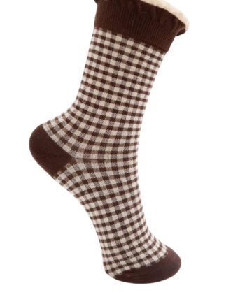 Black Colour Strømper Lumina Coffee Checkered