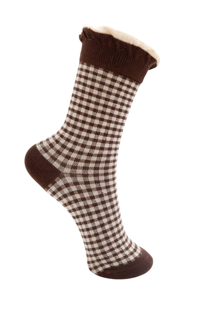 Black Colour Strømper Lumina Coffee Checkered