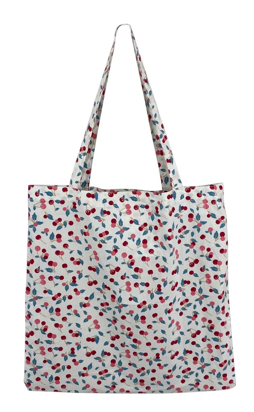 Black Colour Taske Shopper Lulu Cotton Cherry White