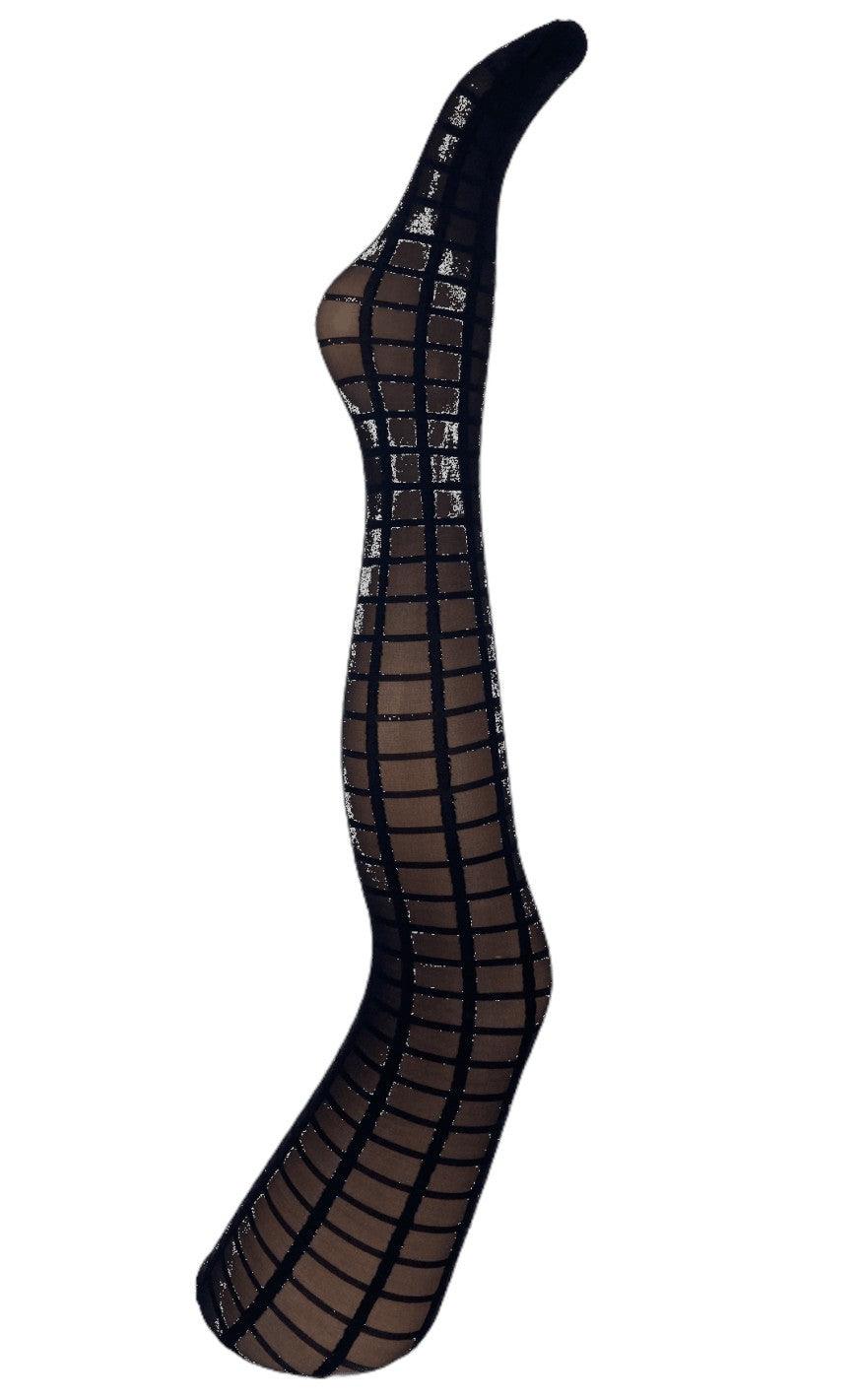 Black Colour Tights Grid Black