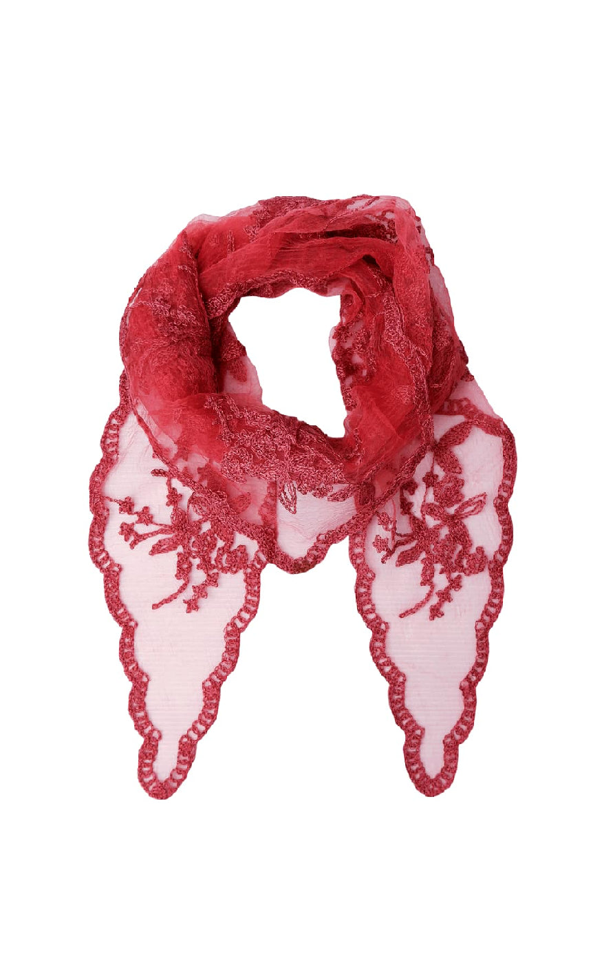 Black Colour Tørklæde Miriana Lace Berry Red