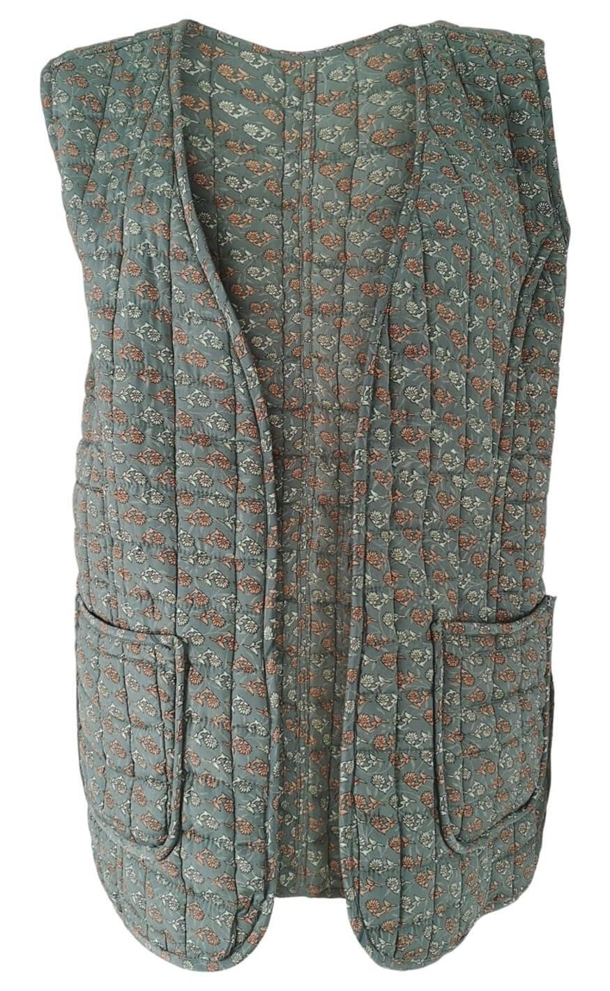 Black Colour Vest Luna Quilted Bloom Mint