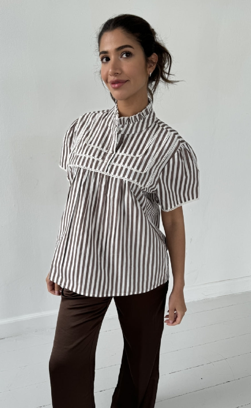 Continue Bluse Isabella Brown Stripe