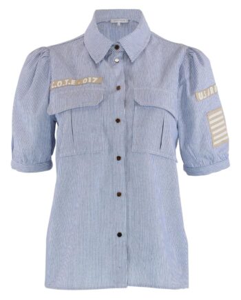 Continue Bluse Mili Stripe Patch Blue   White