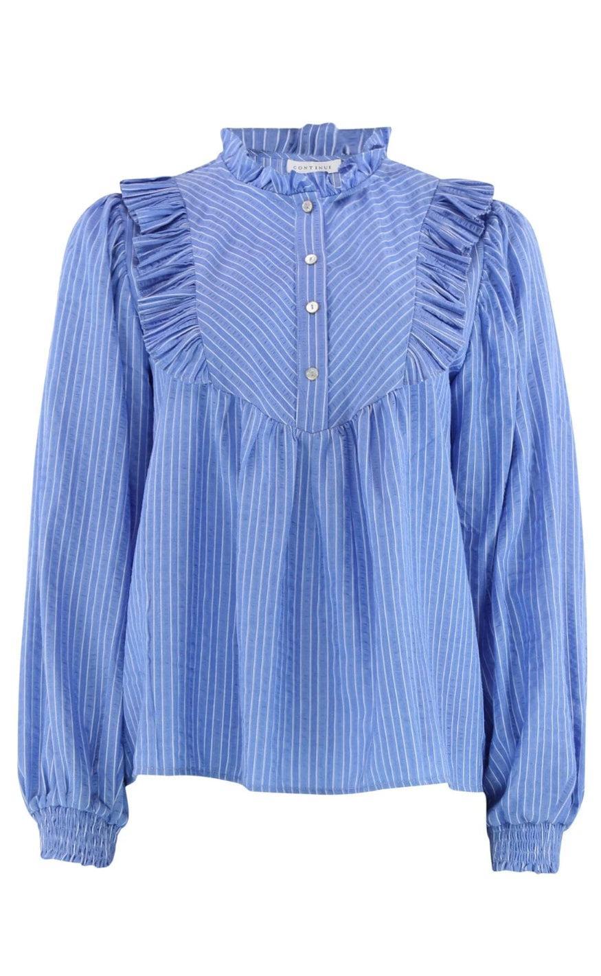 Continue Bluse Silke Stripe Blue Stripe
