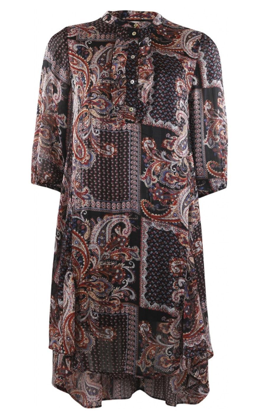 Continue Kjole Perle Long Paisley Black Paisley