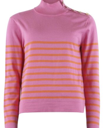 Continue Strikbluse Sissa Pink With Orange Stripes