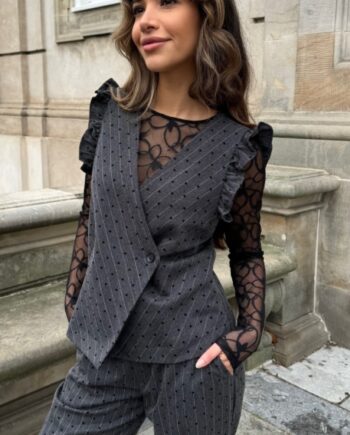 Continue Vest Lydia Heart Grey Stribe