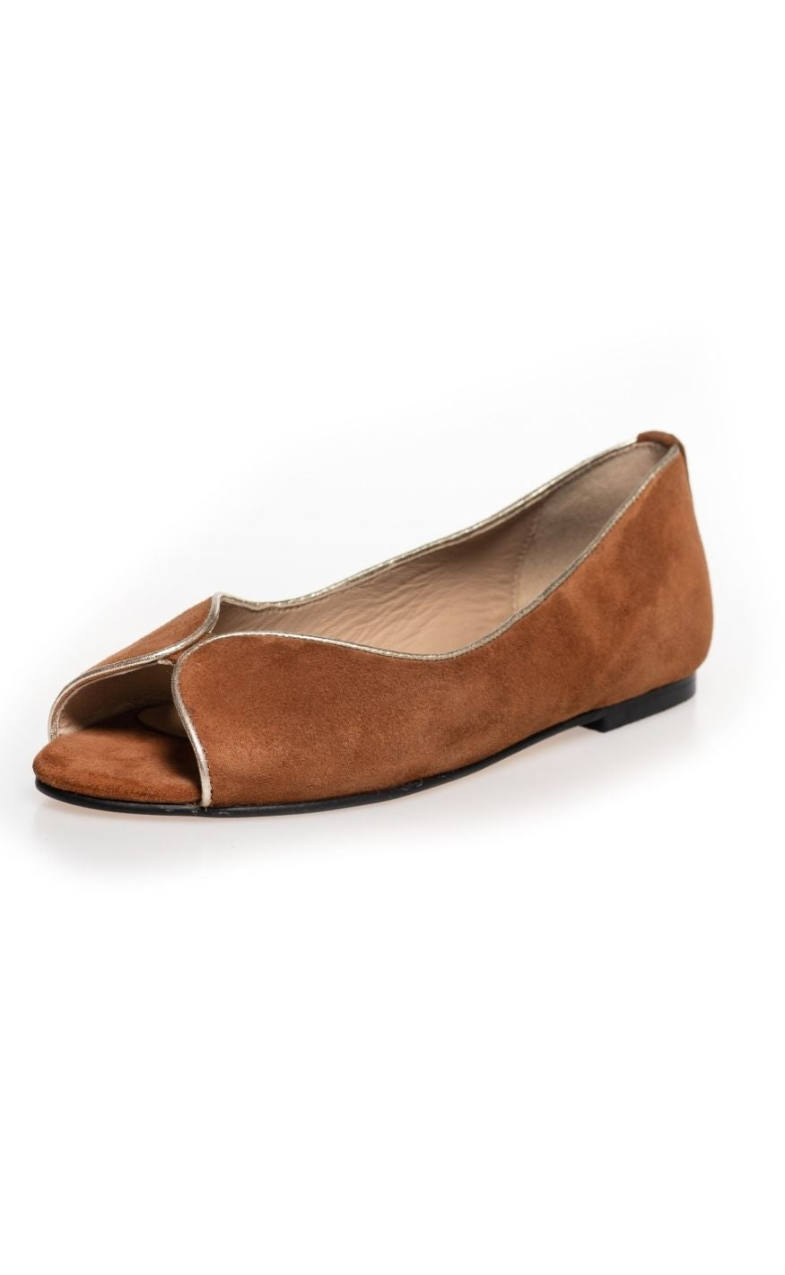 Copenhagen Shoes Ballerinaer Like Melody Suede Cognac