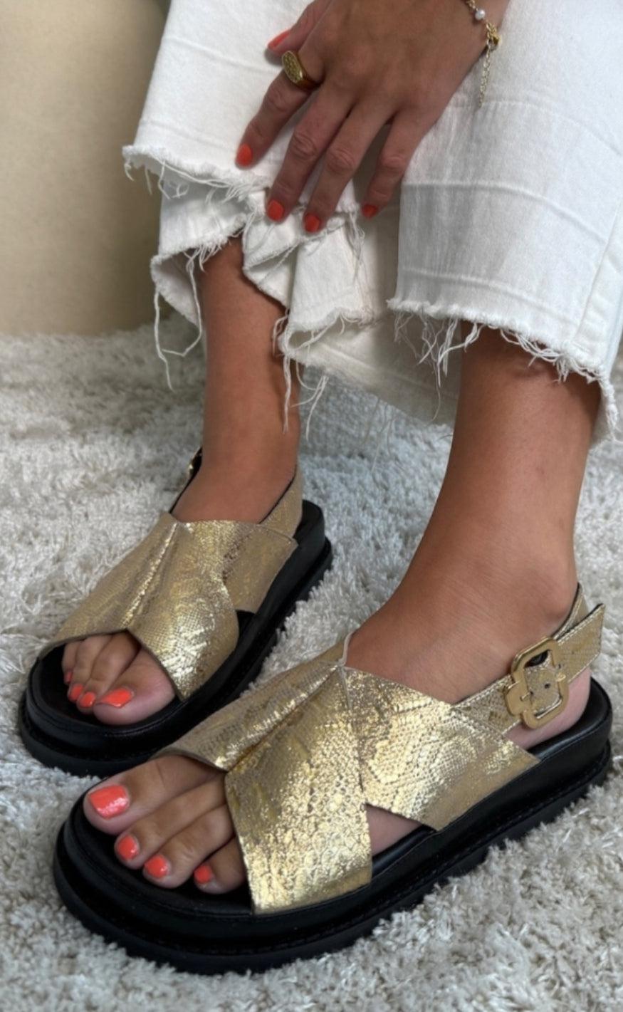 Copenhagen Shoes Sandaler New Stronger Gold Print