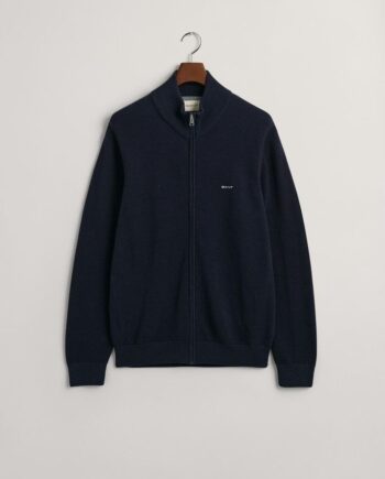 Cotton Pique Zip Cardigan