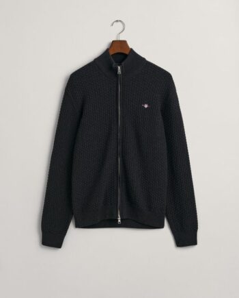 Cotton Texture Zip Cardigan