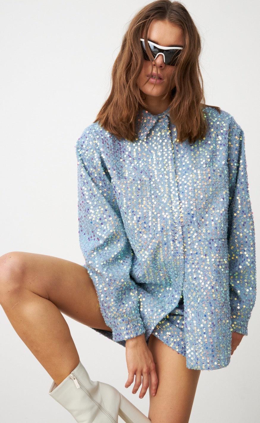 Cras Skjorte North Blue Glitter