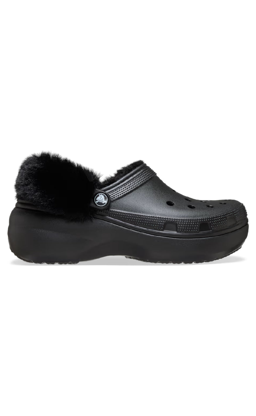 Crocs Træsko Classic Platform Fuzz Lined Black