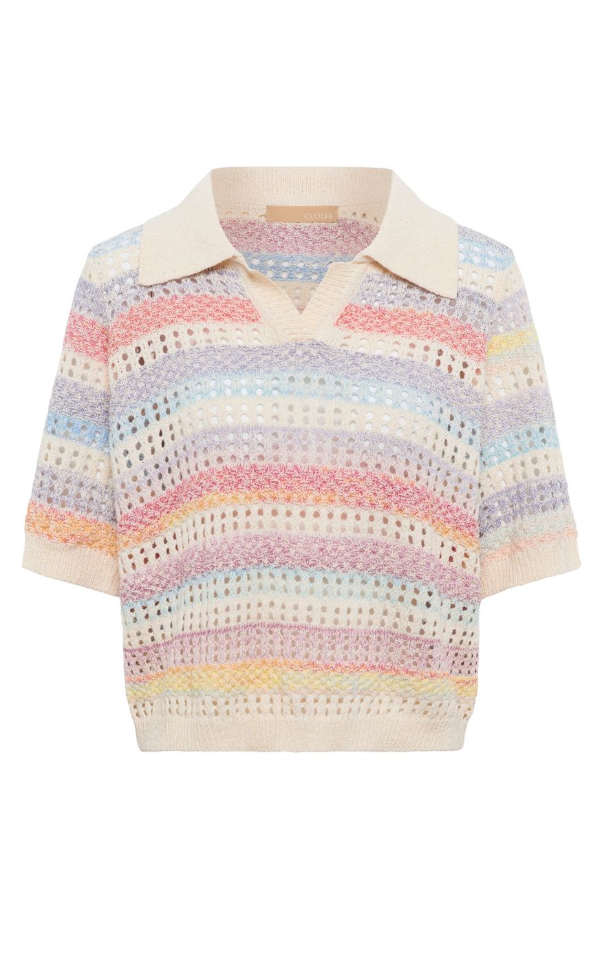 Culture Bluse Juana Polo Multi Stripe
