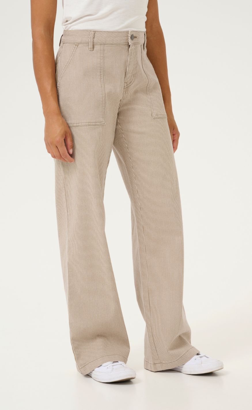 Culture Bukser Milky Dune White Stripe