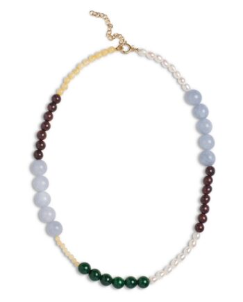 Enamel Copenhagen Halskæde Marli Pearls Light Grey Brown Green