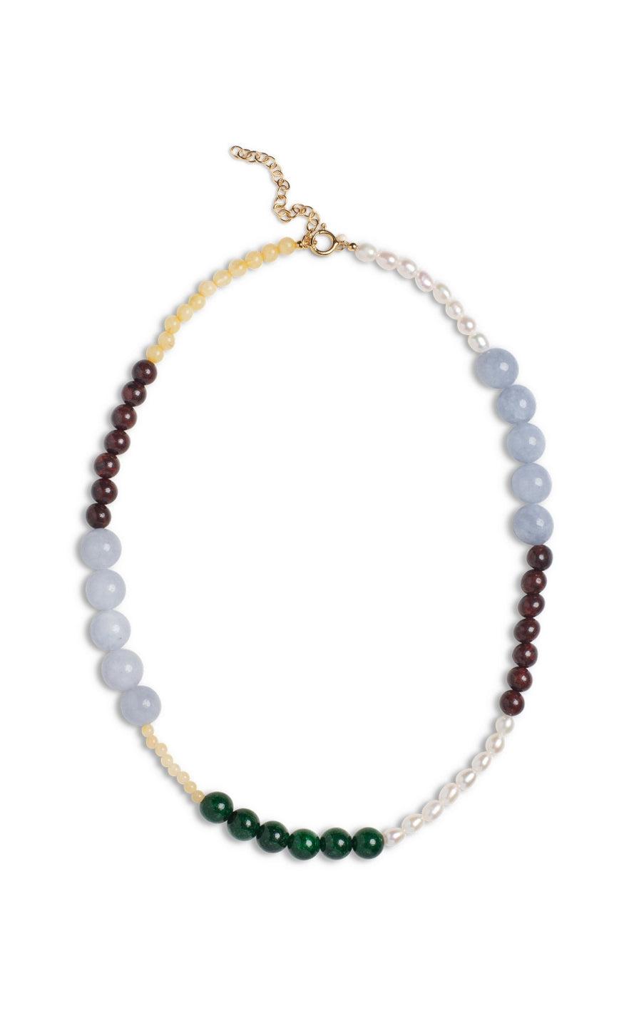 Enamel Copenhagen Halskæde Marli Pearls Light Grey Brown Green