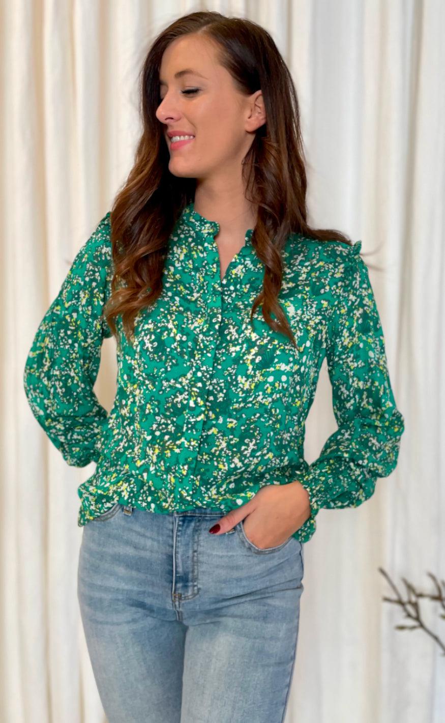Freequent Bluse Adney Pepper Green Sharp Green
